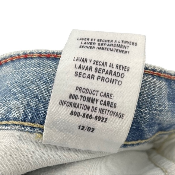 TOMMY HILFIGER Y2K VINTAGE LIGHT WASH FADED COTTON DENIM BLUE BOOTCUT JEANS - Picture 15 of 15